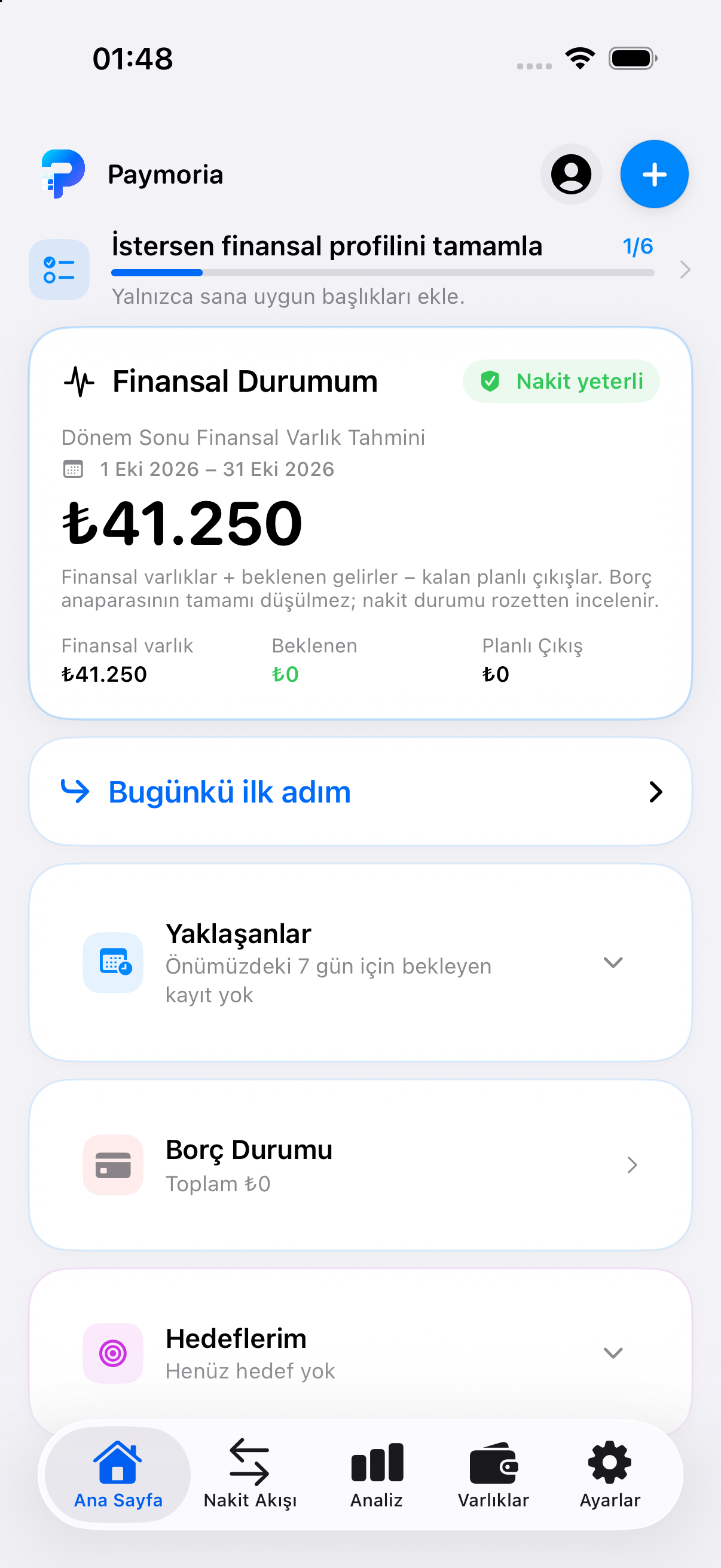 iPhone’dan alınan örnek kayıtlarla Paymoria ana ekranı